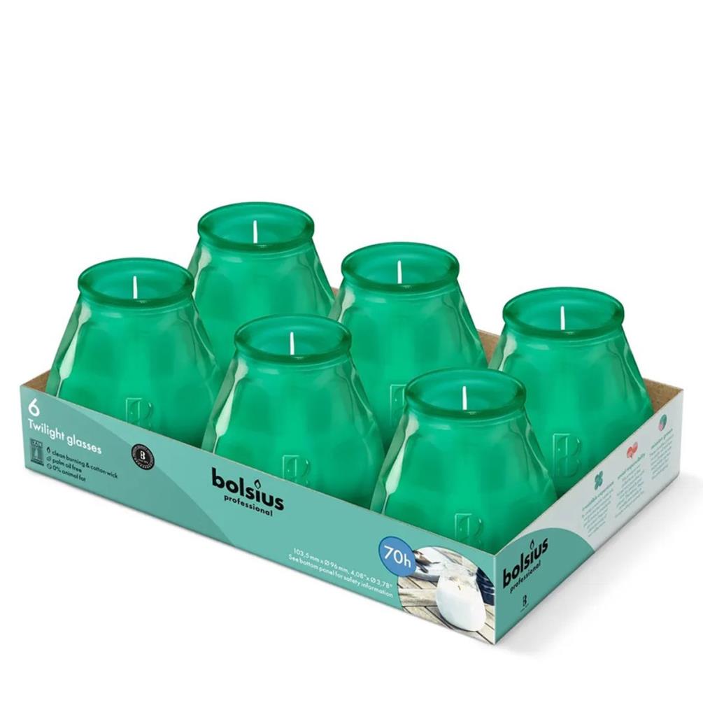 Bolsius Sea Green Professional Twilight Patio Candles (Pack of 6) £16.64